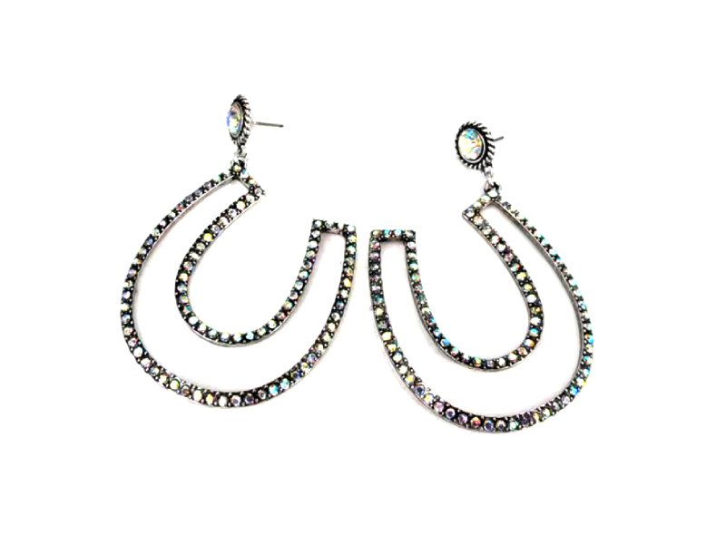 Western AB Stone Horse Shoe Dangle Earring