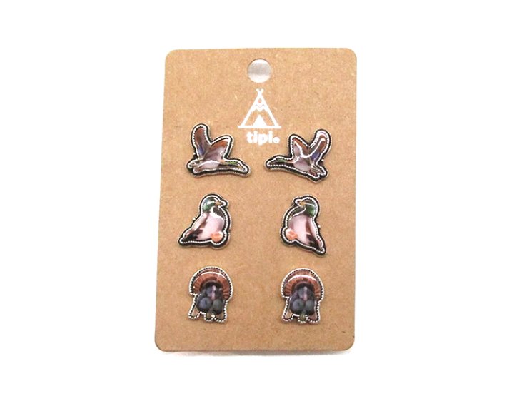Western Bird 3 Pair Stud Earring Set