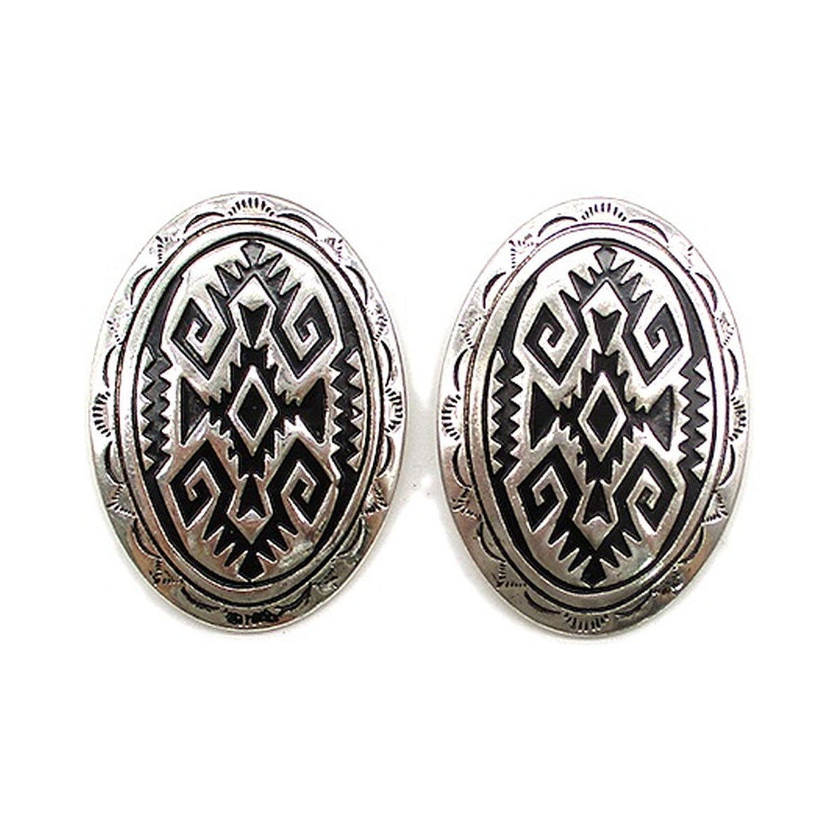 Western Oval Aztec Concho Earrings (SE3351)