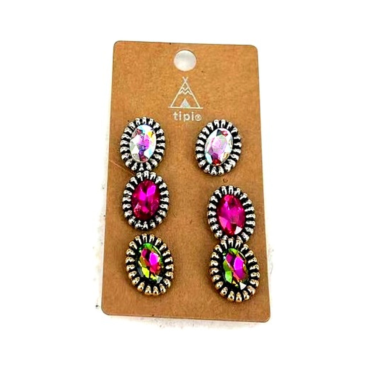 Western Crystal 3 Pair Earrings (SE3382)