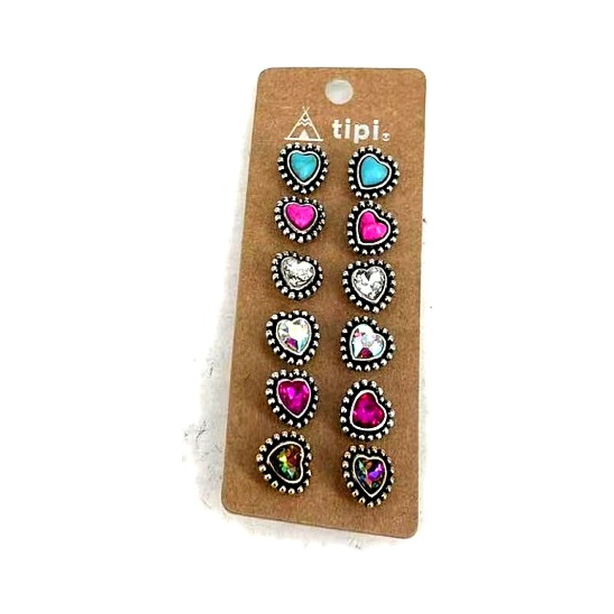 Western Crystal 6 Pair Earrings - Multi (SE3394)
