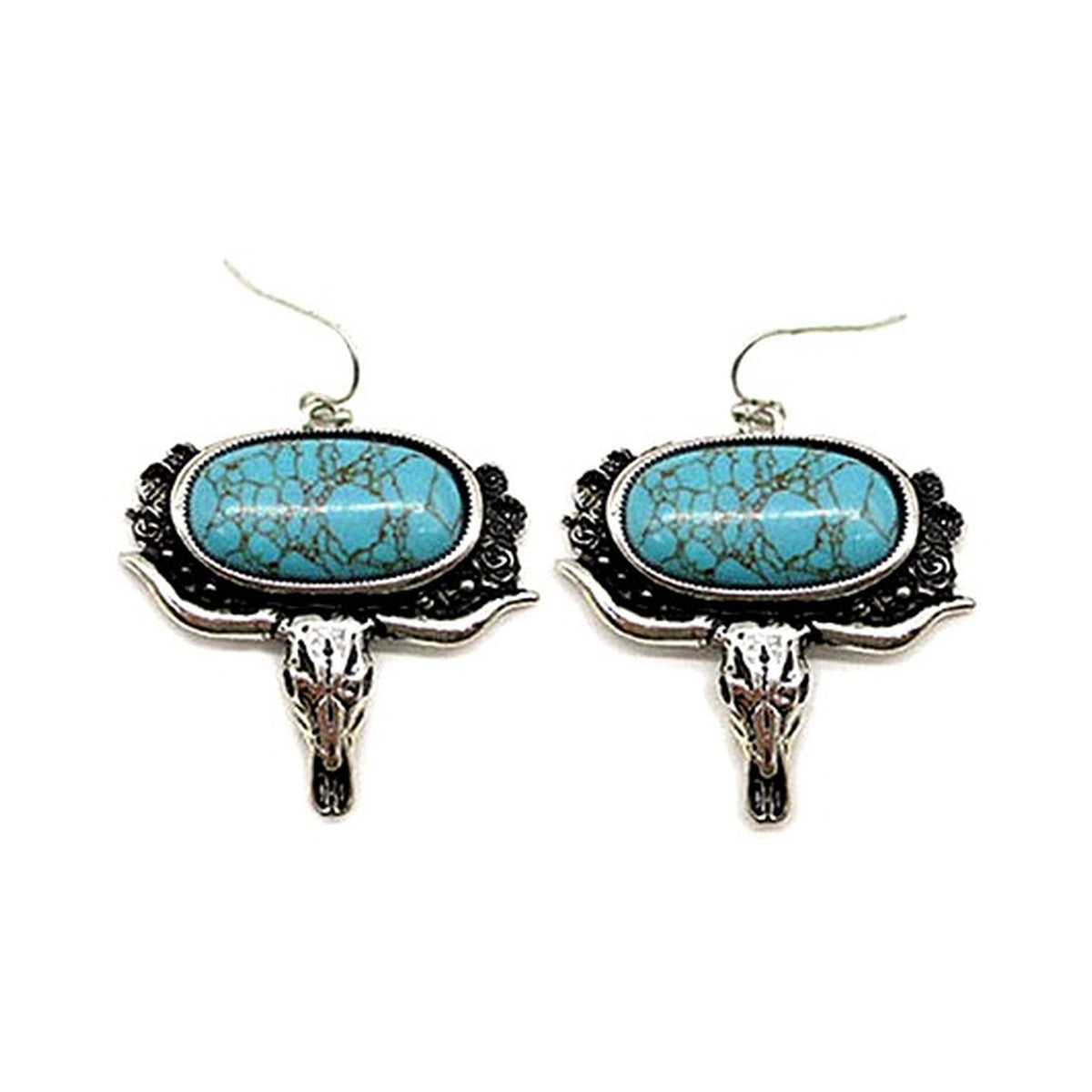 Western Steerhead Turquoise Earrings - Turquoise