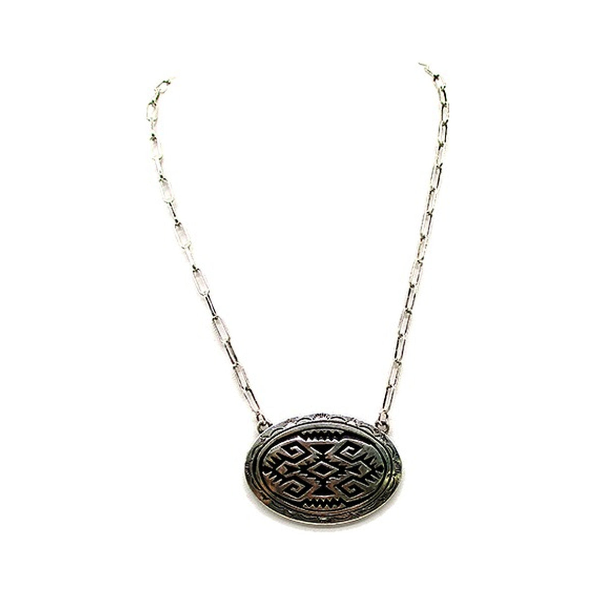 Western Oval Aztec Concho Necklace (SN1012)
