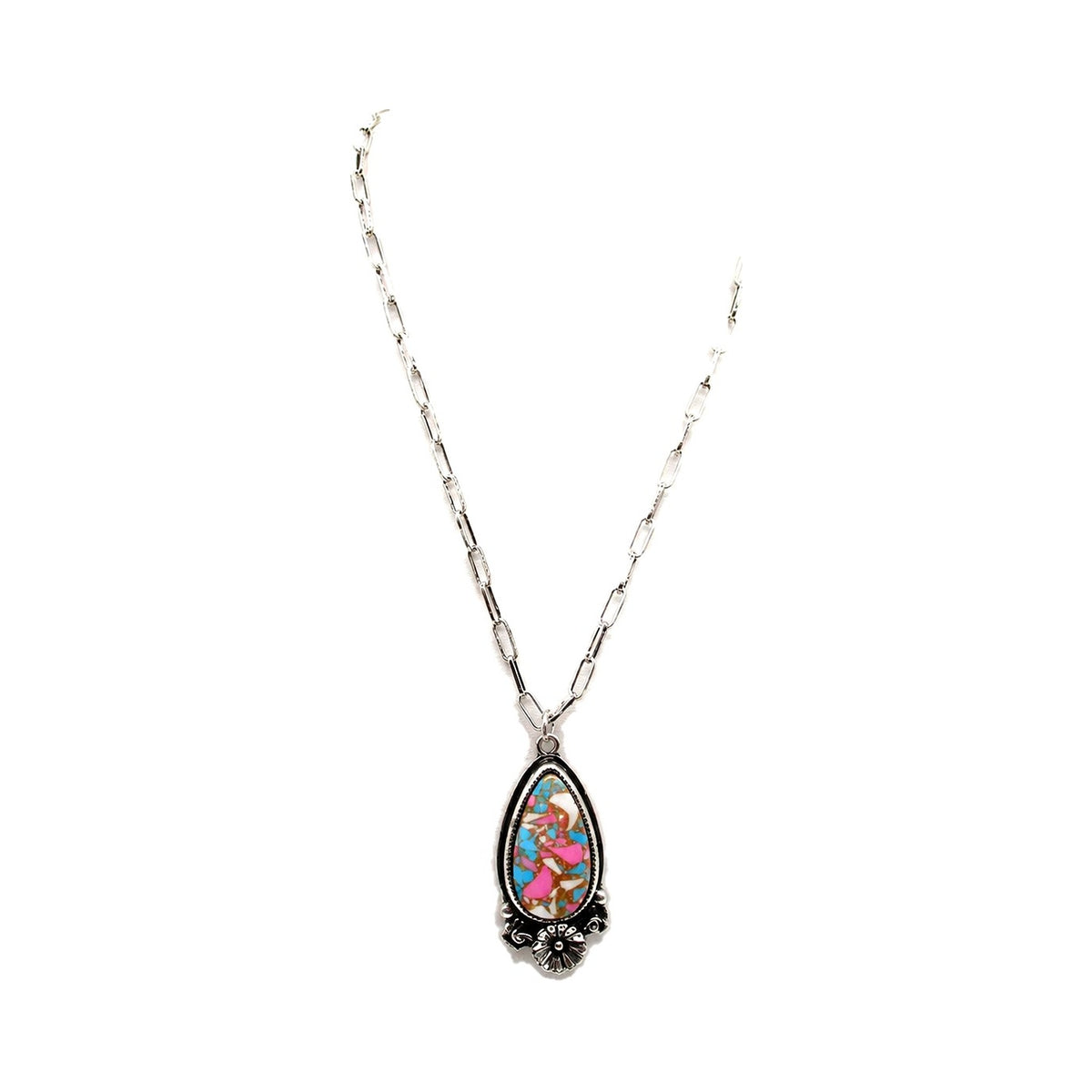 Western Teardrop Turquoise Necklace - Multi