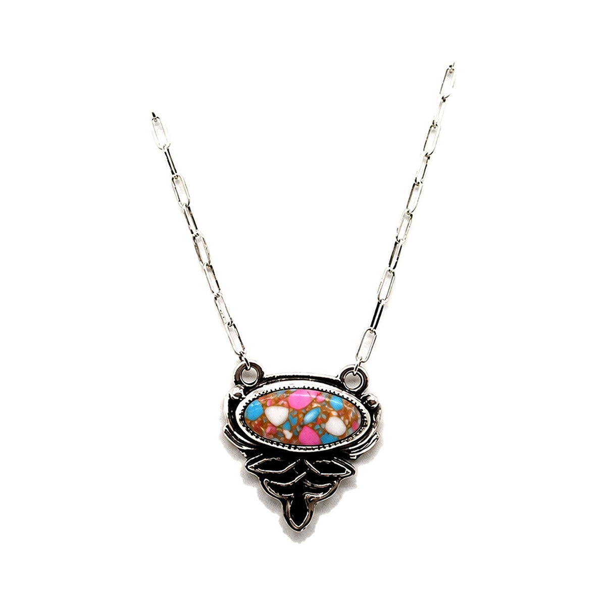 Western Boot Stitch Turquoise Necklace - Multi
