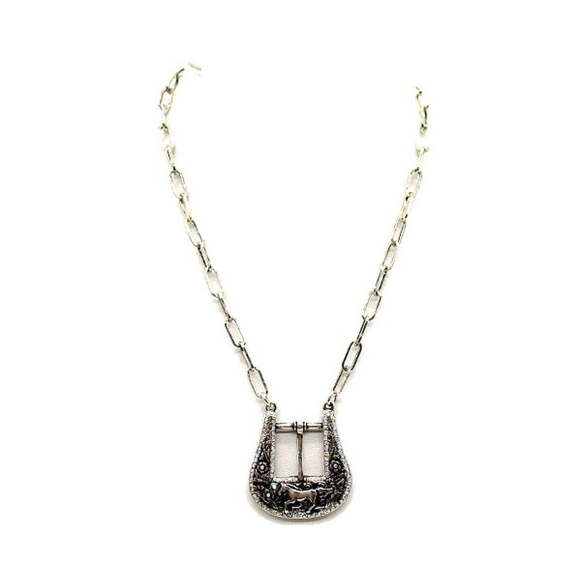 Western Horse Belt Buckle Small Necklace