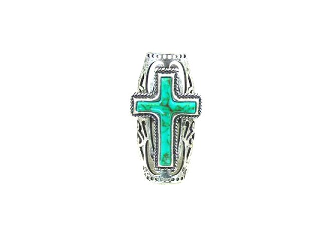 Western Turquoise Cross Cuff Ring