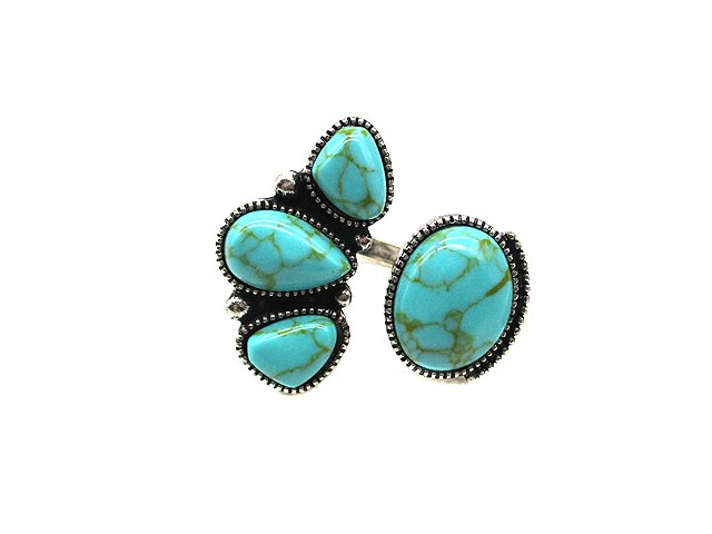 Western Turquoise Stone Cuff Ring