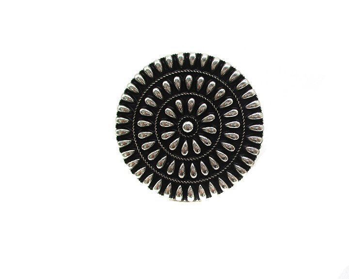 Western Metal Round Concho Cuff Ring