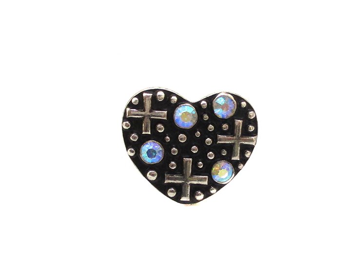 Western Crystal Heart Bubble Cuff Ring