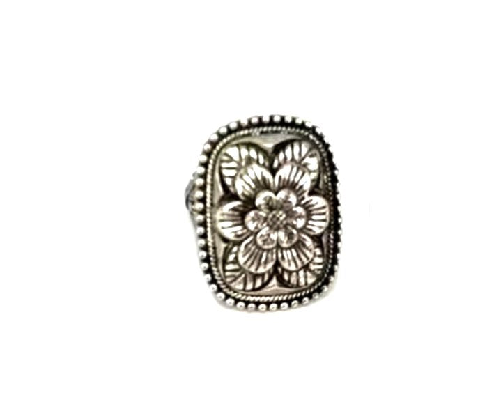 Western Flower Engraved Cuff Ring