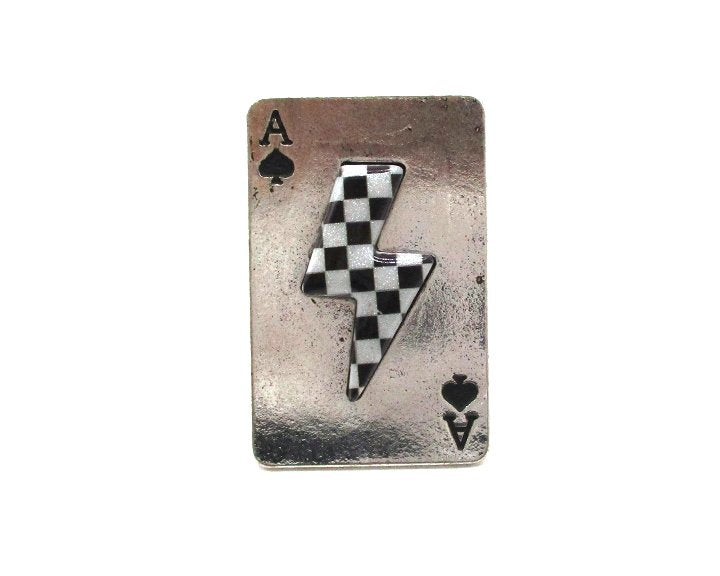 Checkered Thunder Bolt Spade Ace Cuff Ring
