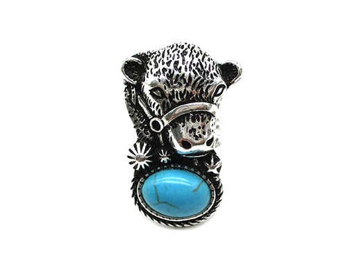 Western Turquoise Cow Head Cuff Ring