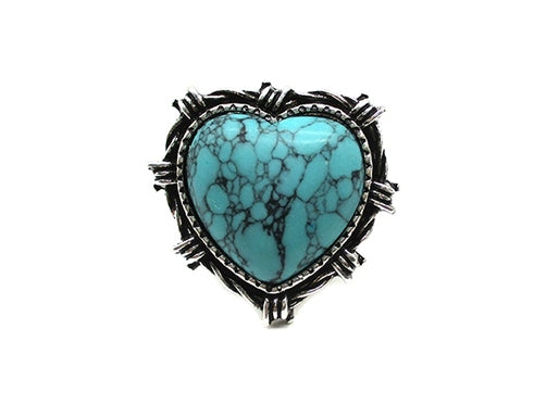 Western Turquoise Heart Cuff Ring