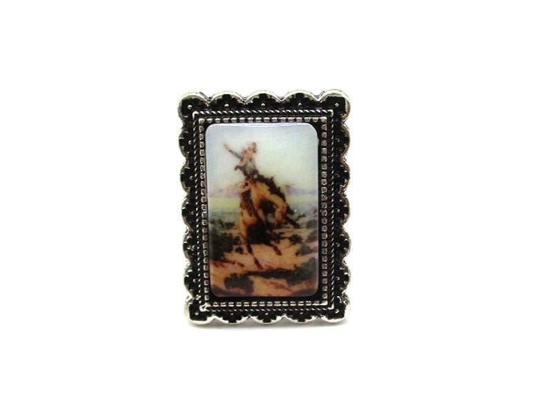 Western Portrait Cuff Ring