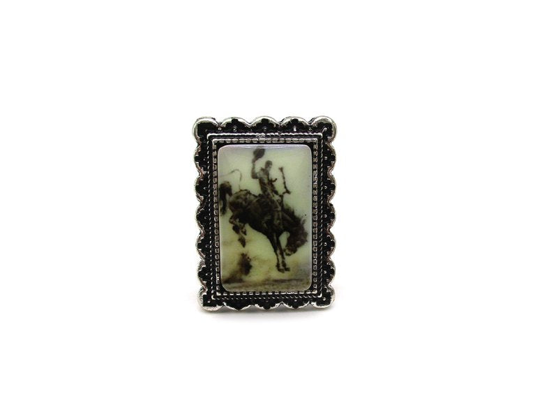 Western Portrait Theme Cuff Ring