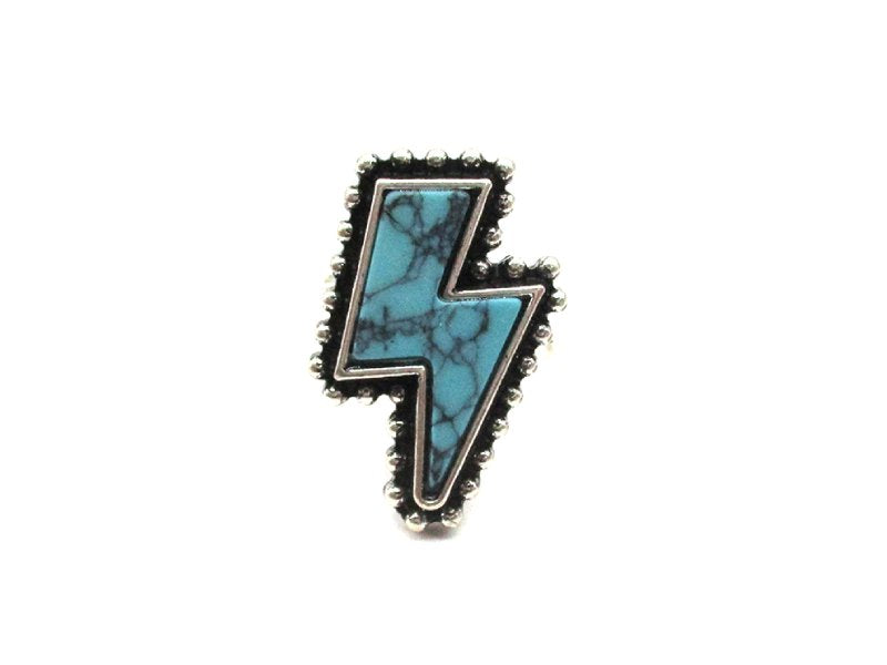 Western Turquoise Lightning Cuff Ring