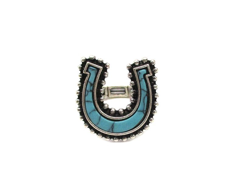 Western Turquoise Horse Shoe Cuff Ring
