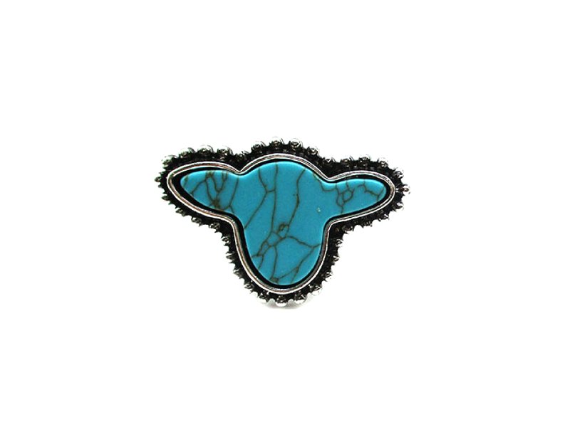 Western Turquoise Cow Head Cuff Ring