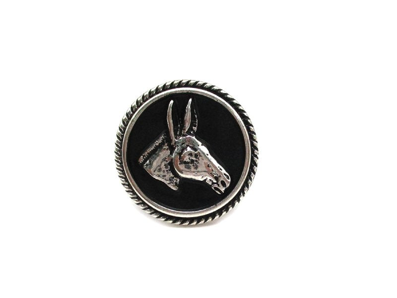 Western Black Donkey Portrait Cuff Ring