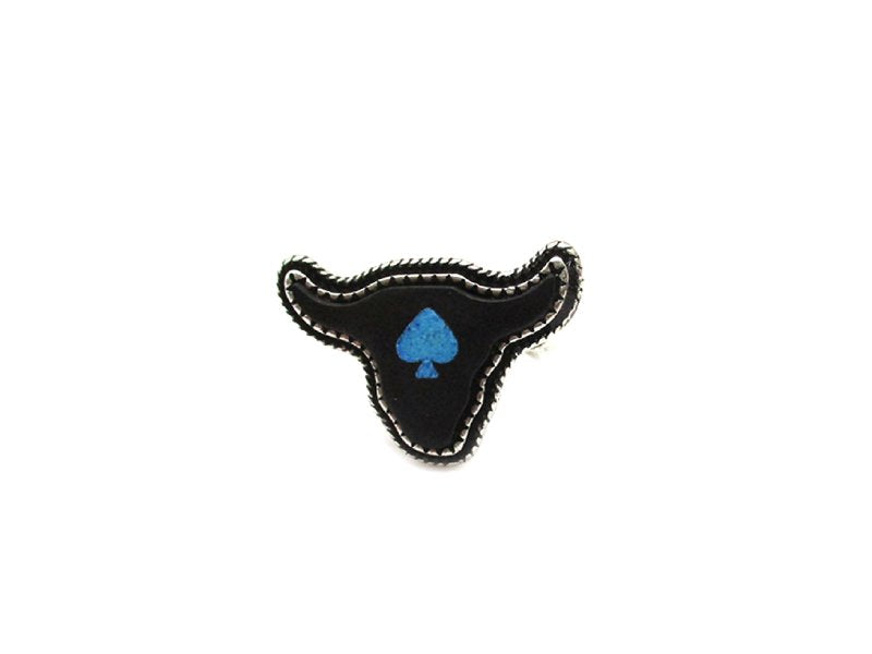 Western Spade Black Cowhead Cuff Ring