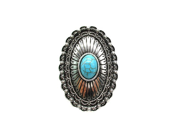 Western Turquoise Concho Cuff Ring
