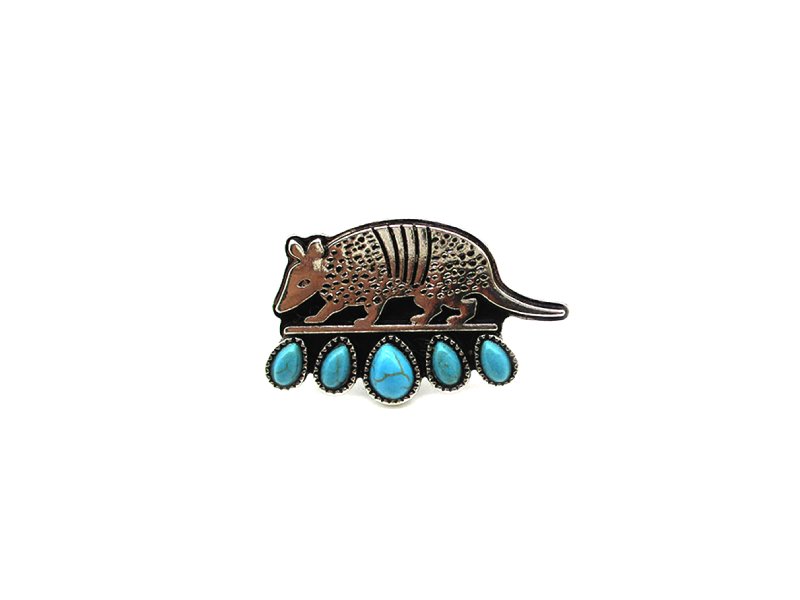 Western Armadillo Turquoise Cuff Ring