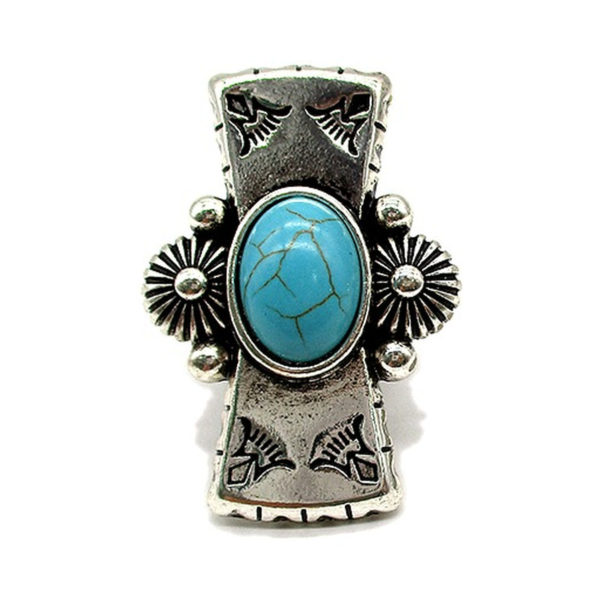 Western Ribbon Concho Stretch Ring