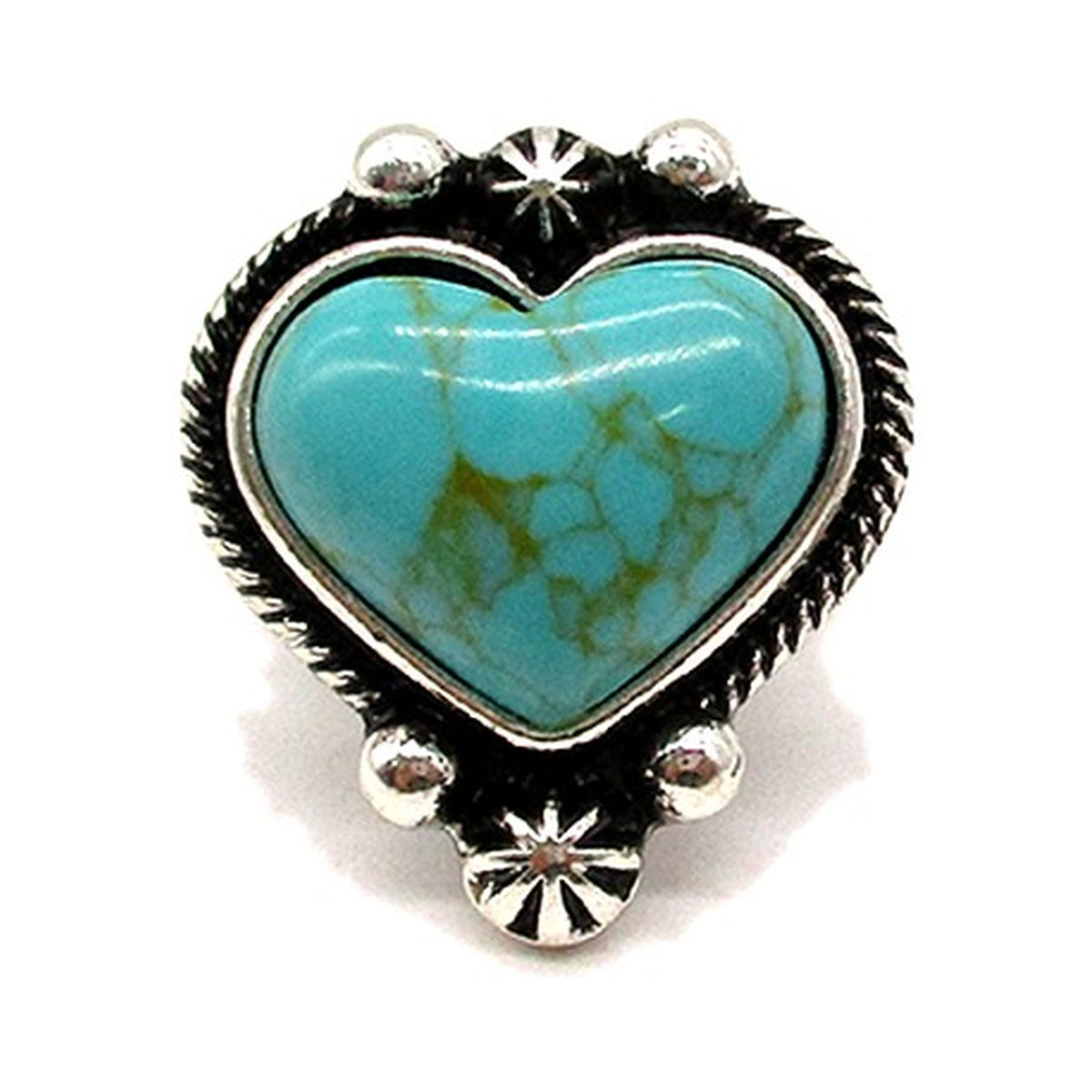 Western Heart Turquoise Stretch Ring