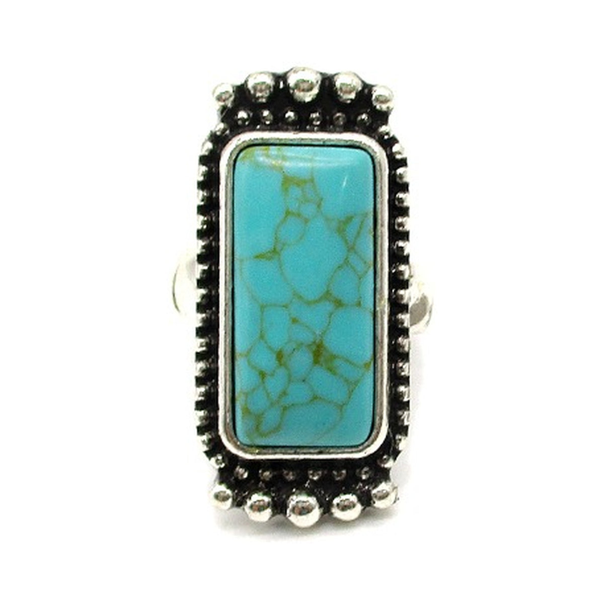 Western Rectangle Turquoise Stretch Ring