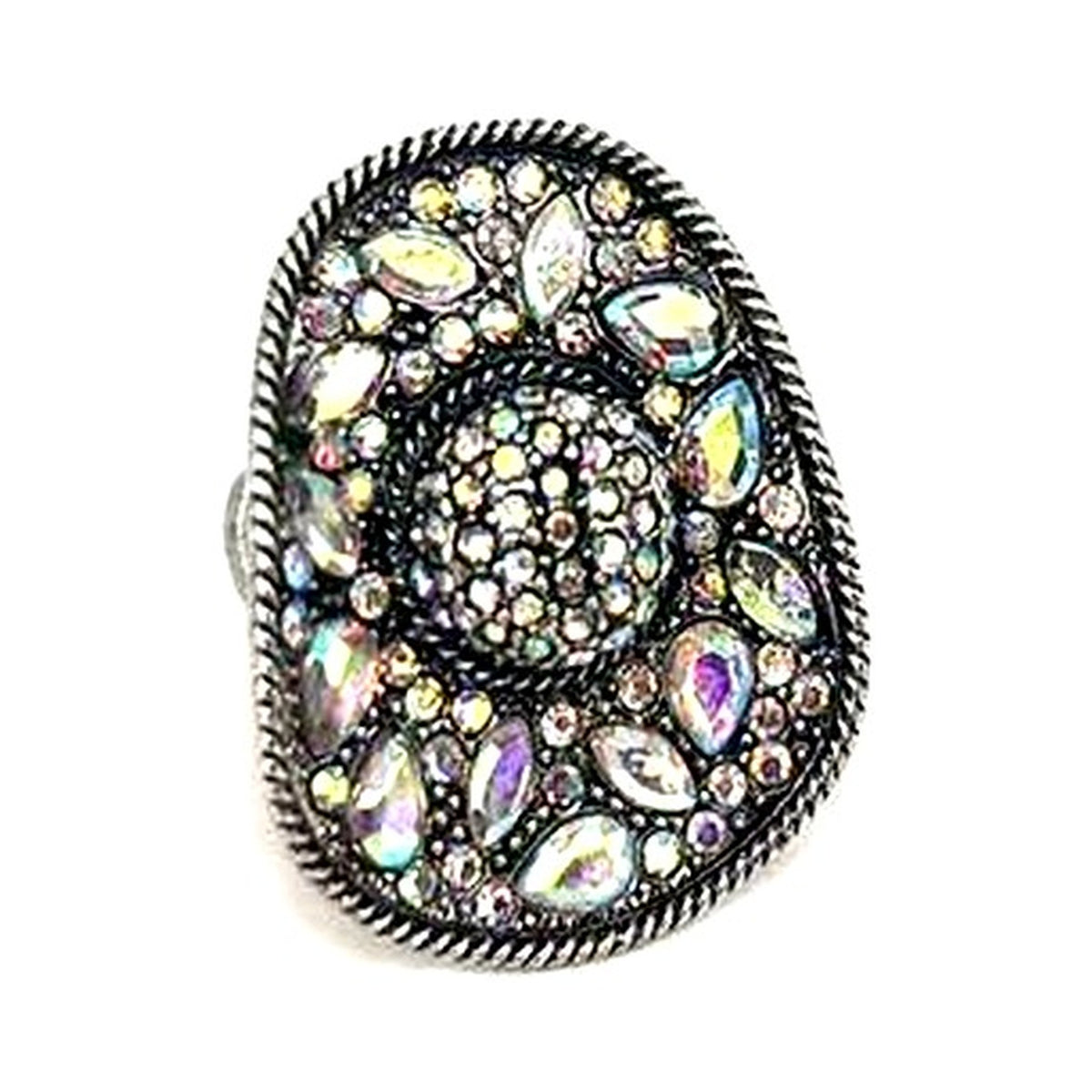 Western AB Crystal Small Cowboy Hat Stretch Ring