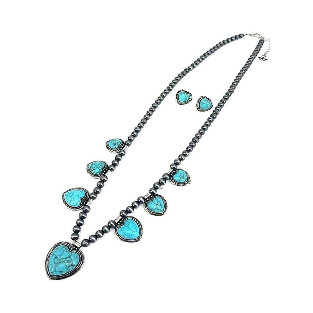Western Turquoise Heart Navajo Necklace Set