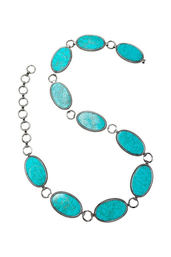 WESTERN TURQUOISE CHAIN BELT - L