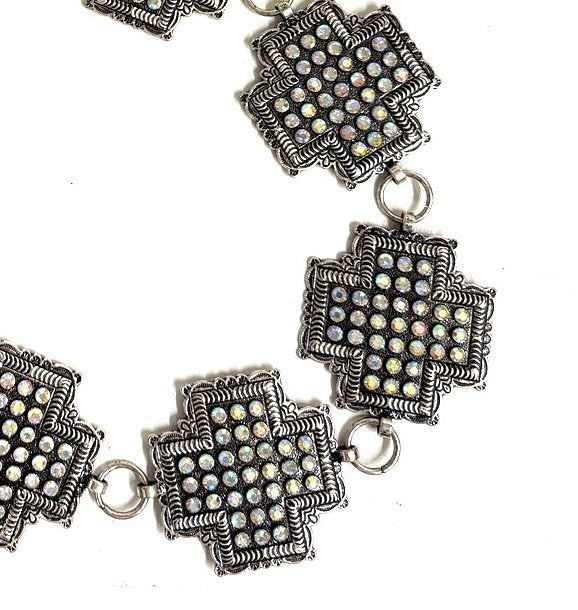 Western Crystal Cross Chain Belt - L