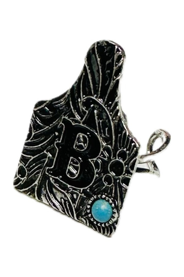 WESTERM CATTLE TAG INITIAL CUFF RING