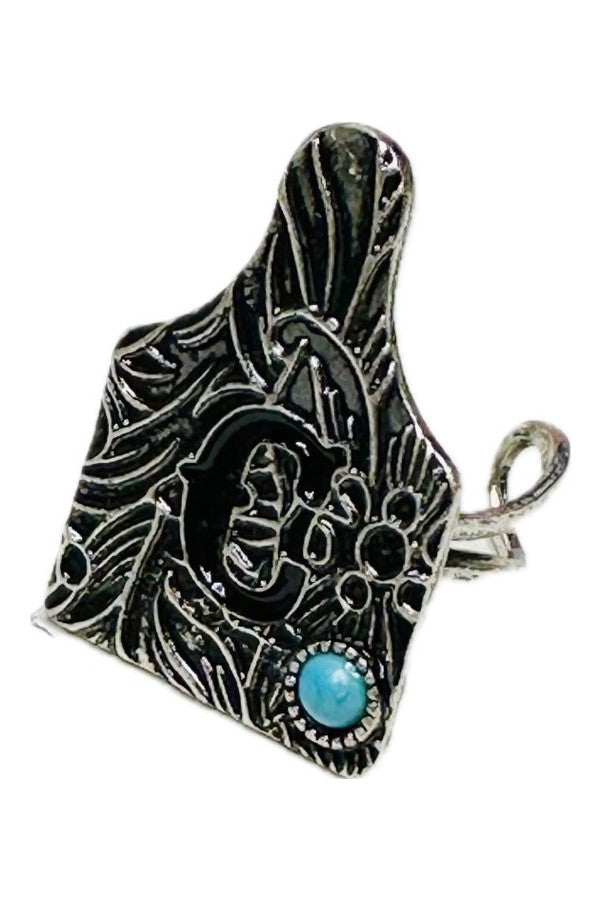 WESTERM CATTLE TAG INITIAL CUFF RING