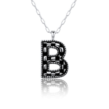 Snowing West Sterling Silver Plated Checker Initial Necklace