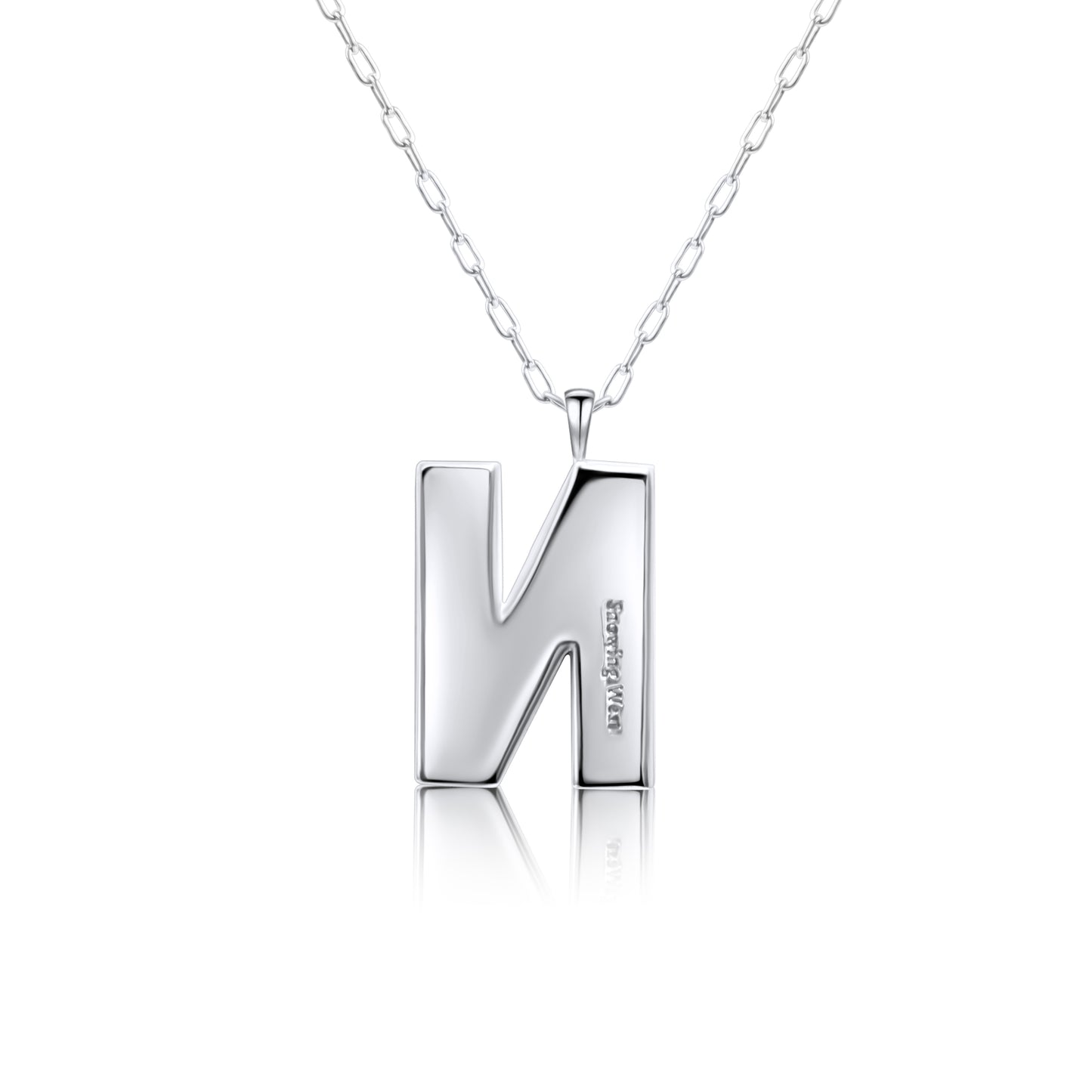 Snowing West Sterling Silver Plated Checker Initial Necklace