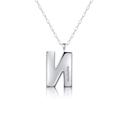 Snowing West Sterling Silver Plated Checker Initial Necklace