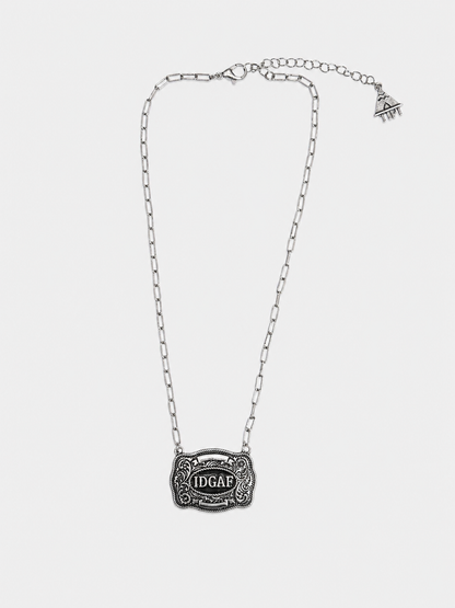 IDGAF Western Belt Buckle Necklace