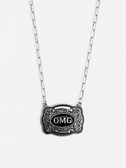 OMG Western Belt Buckle Necklace