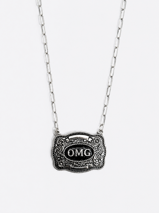 OMG Western Belt Buckle Necklace