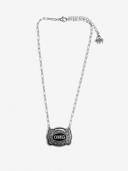 OMG Western Belt Buckle Necklace
