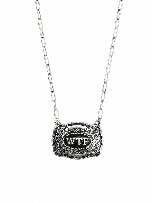WTF Western Belt Buckle Necklace