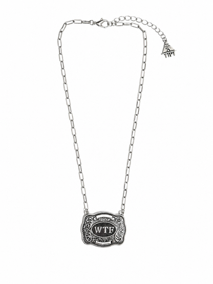 WTF Western Belt Buckle Necklace