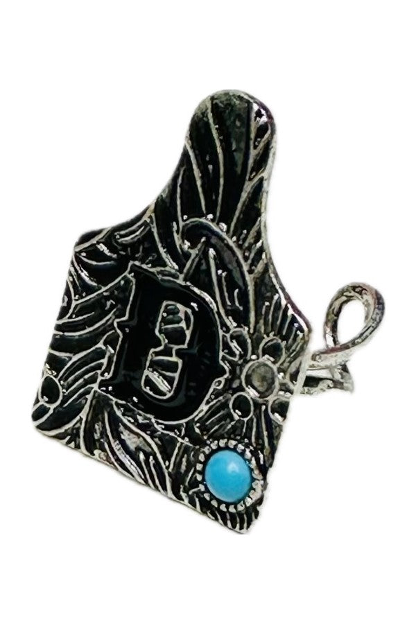 WESTERM CATTLE TAG INITIAL CUFF RING