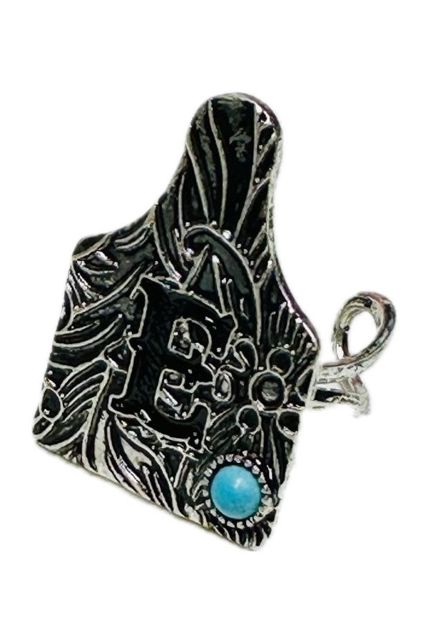 WESTERM CATTLE TAG INITIAL CUFF RING