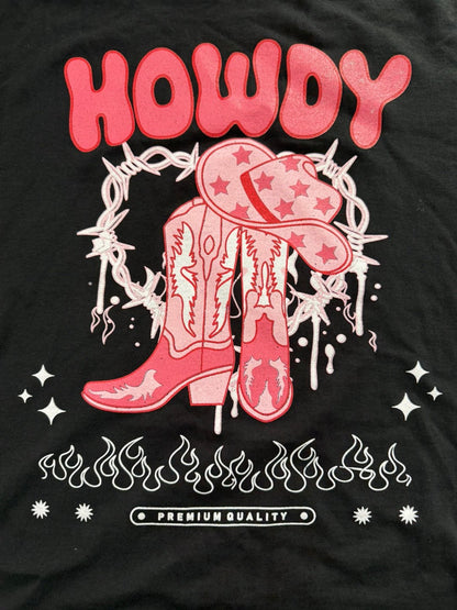 Pink Howdy Western Boots Western Graphic Tee