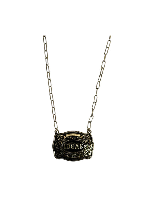 IDGAF Western Belt Buckle Necklace