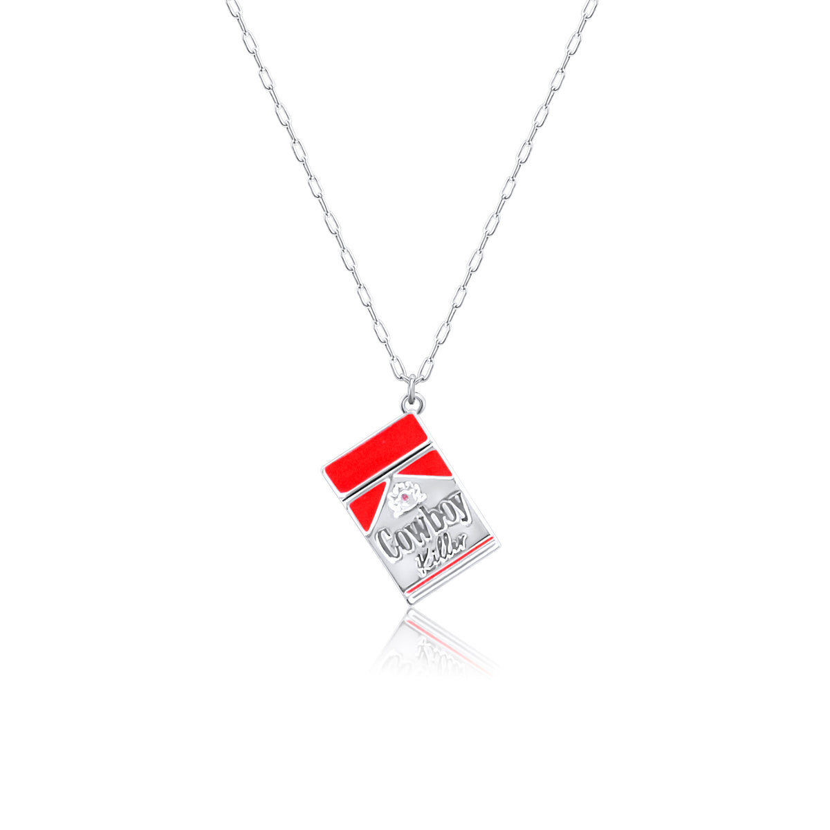 Sterling Silver Plated Cowboy Killer 3D Pendant Necklace